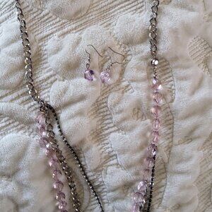 AEA pink and silver tone necklaces set